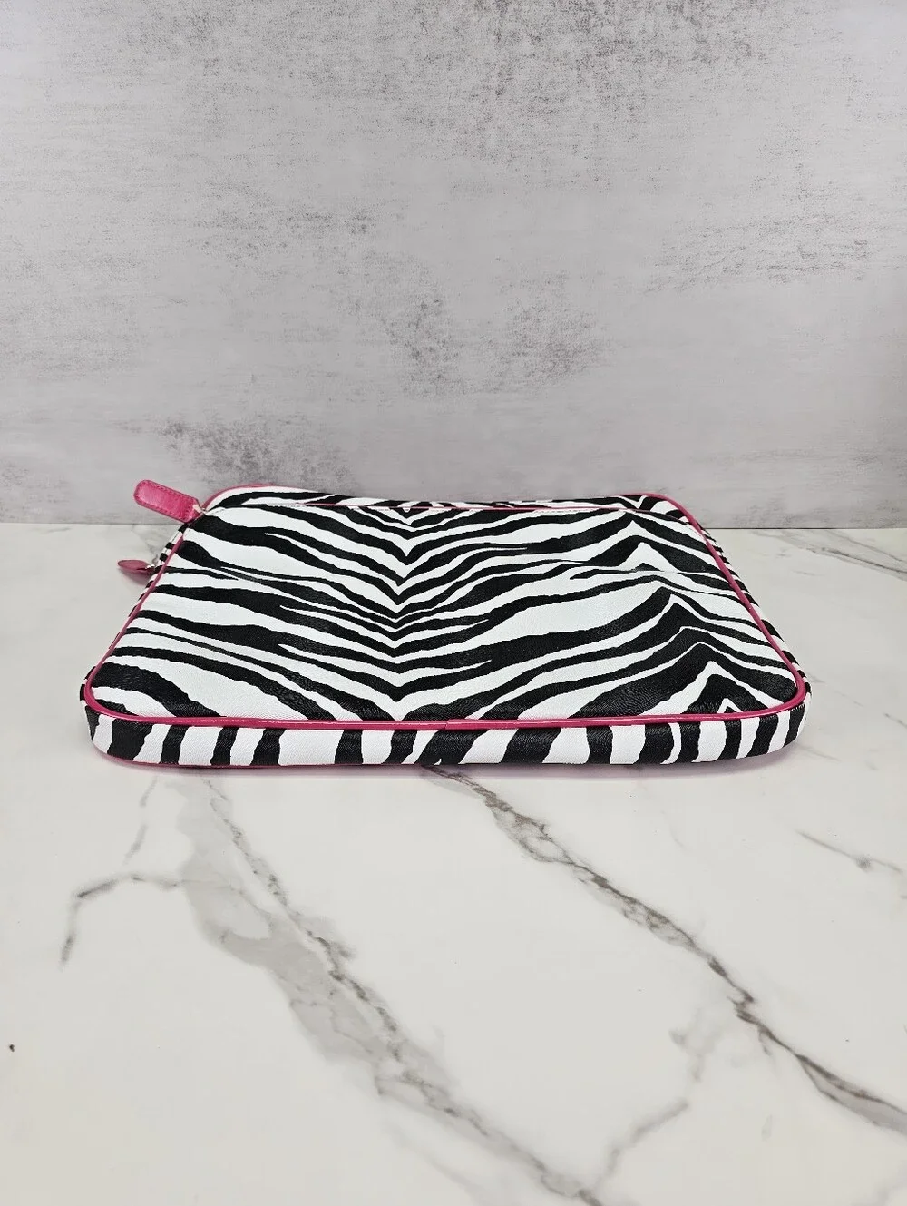 Zebra Print Laptop Case With Pink Trim